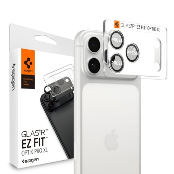 Spigen Optik Pro XL „EZ Fit” стъклена защита за камерите за iPhone 17 Pro (сребристо)