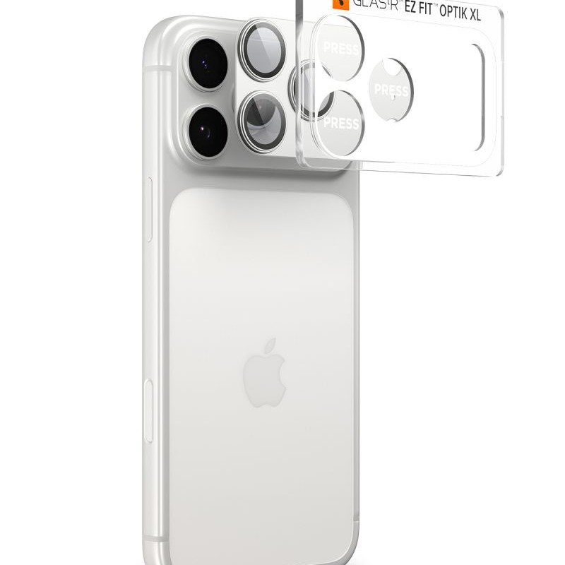 Spigen Optik Pro XL „EZ Fit” стъклена защита за камерите за iPhone 17 Pro (сребристо) - 8800283317794-AGL10647