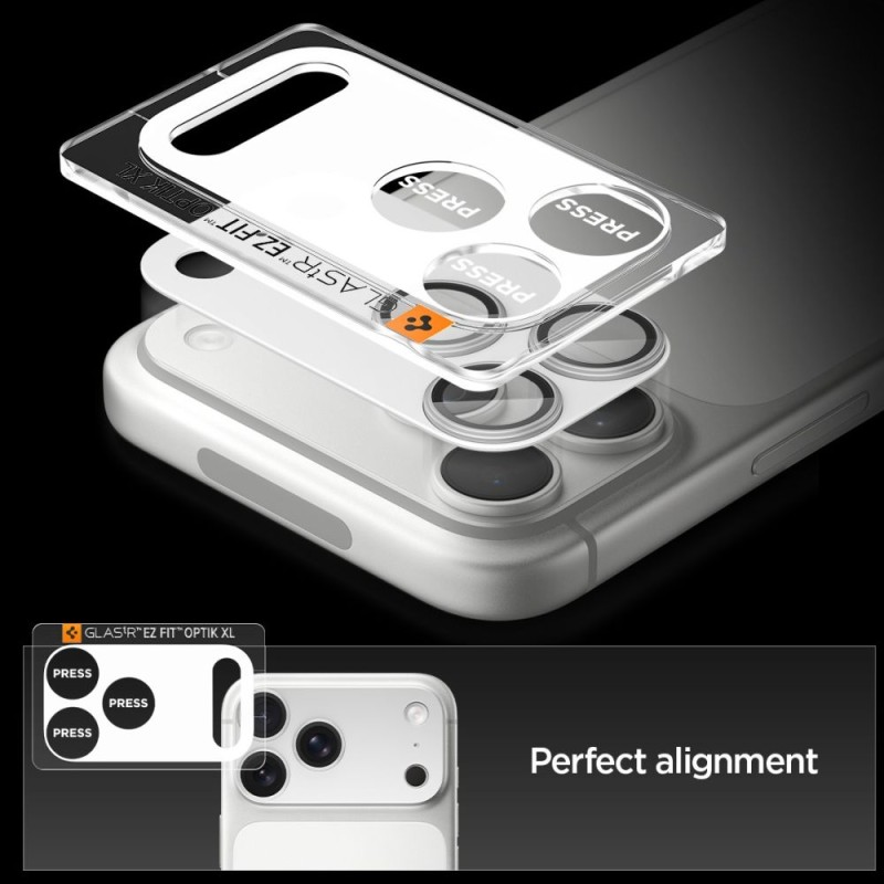 Spigen Optik Pro XL „EZ Fit” стъклена защита за камерите за iPhone 17 Pro (сребристо) - 8800283317794-AGL10647