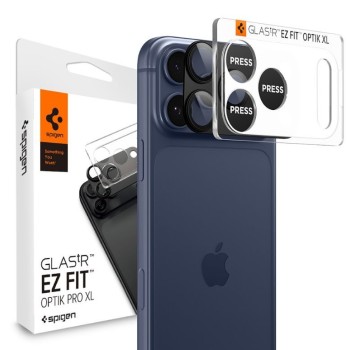 Spigen Optik Pro XL „EZ Fit” протектор за камера от закалено стъкло 9H за iPhone 17 Pro Max (черен)
