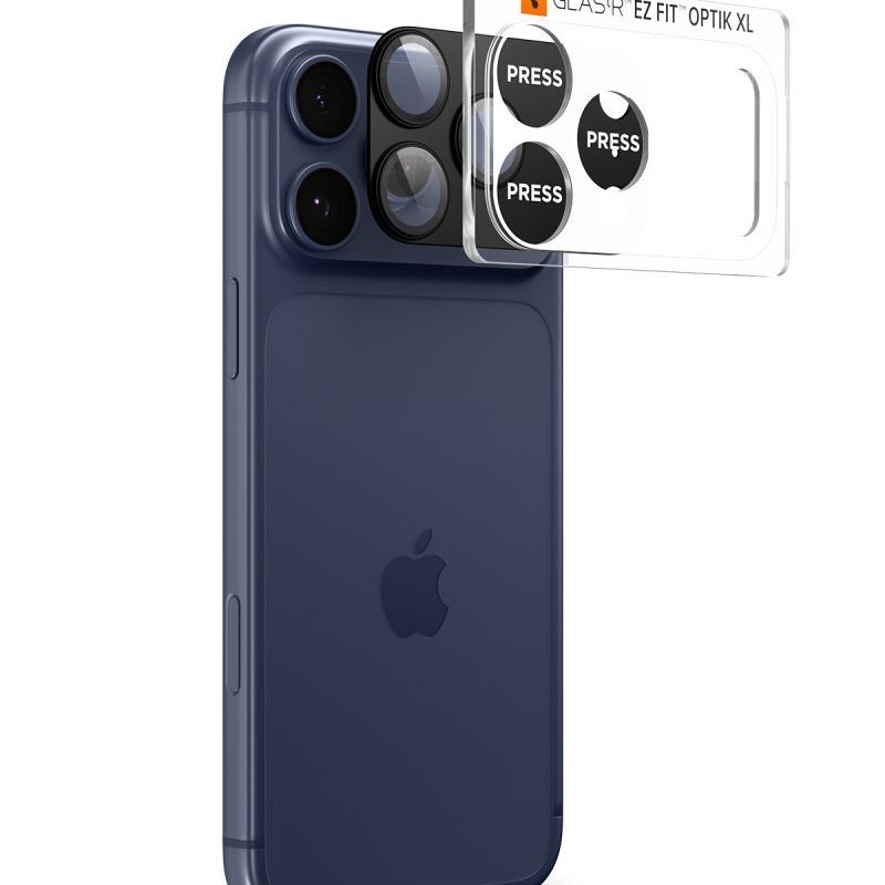 Spigen Optik Pro XL „EZ Fit” протектор за камера от закалено стъкло 9H за iPhone 17 Pro Max (черен) - 8800283317817-AGL10649