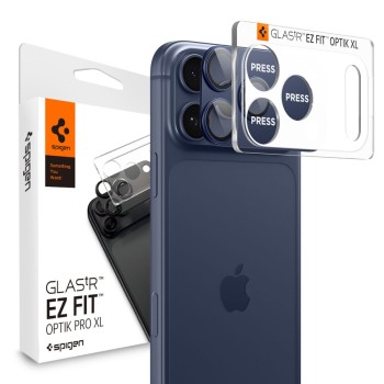 Spigen Optik Pro XL „EZ Fit” протектор за камера от закалено стъкло за iPhone 17 Pro Max – син