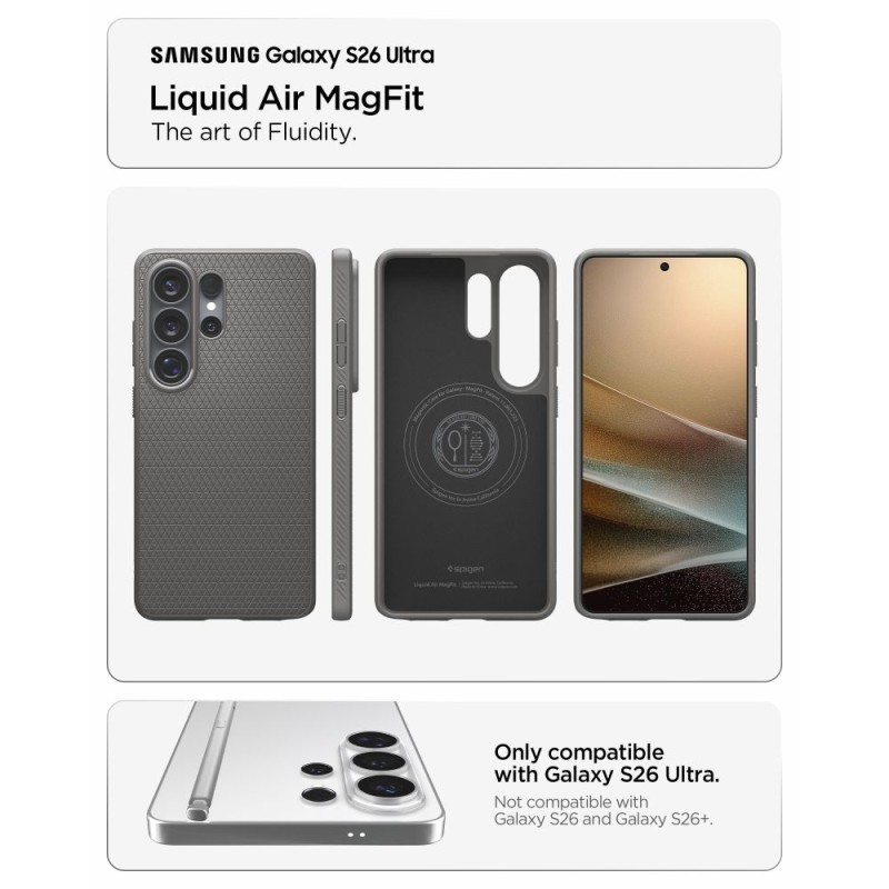 Spigen Liquid Air Mag MagSafe кейс за Samsung Galaxy S26 Ultra Marble Grey - Spigen Liquid Air Mag MagSafe кейс за Samsung Galaxy S26 Ultra Marble Grey - 8800283318074-ACS10675