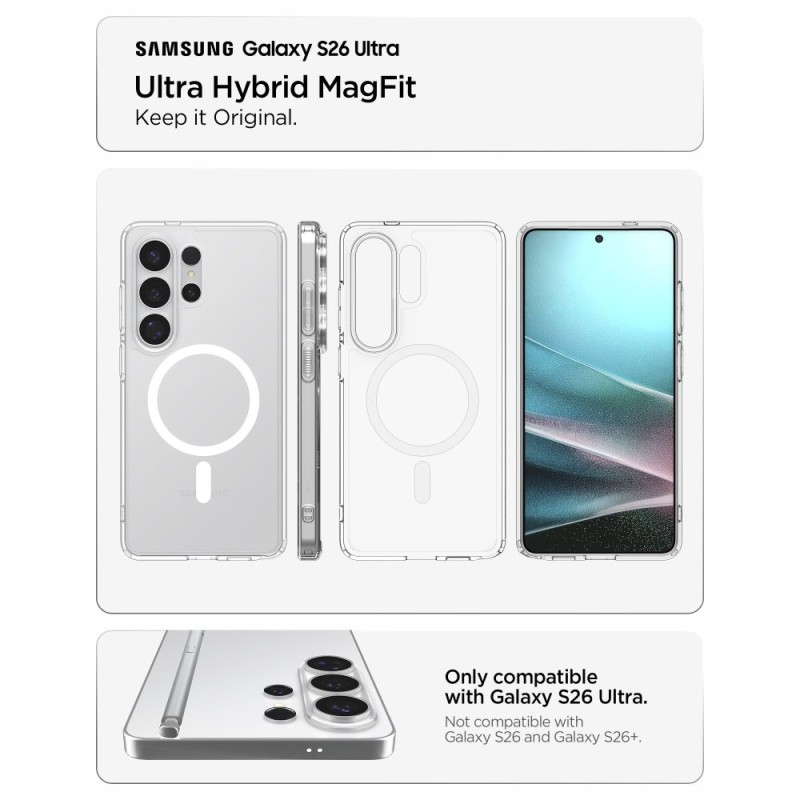 SPIGEN ULTRA HYBRID Mag MagSafe за Samsung Galaxy S26 Ultra, Clear/White (прозрачно-бяло) - SPIGEN ULTRA HYBRID Mag MagSafe за Samsung Galaxy S26 Ultra, Clear/White (прозрачно-бяло) - 8800283318111-ACS10679