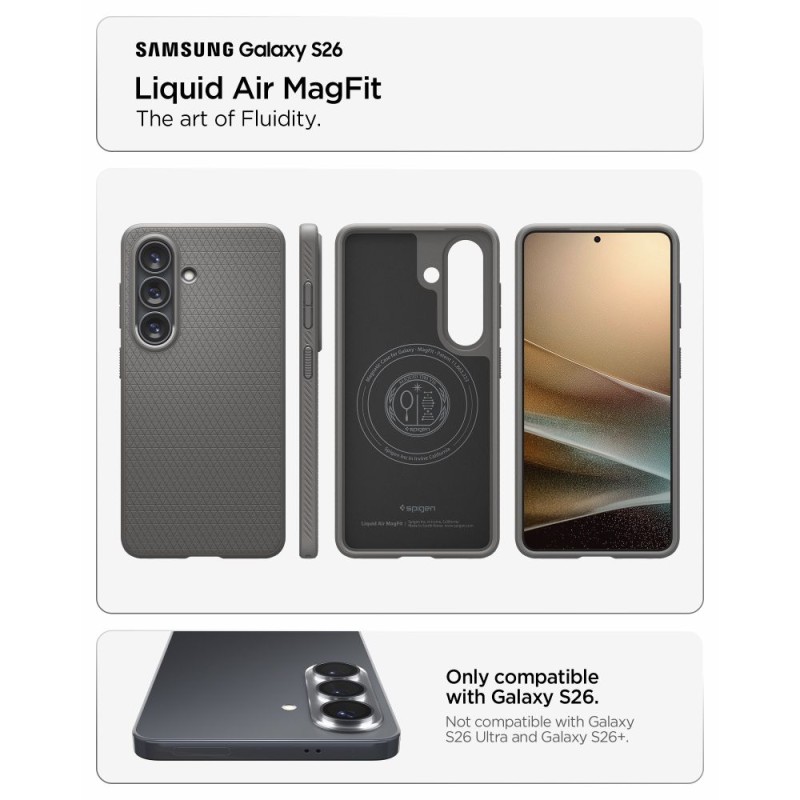 SPIGEN Liquid Air Mag MagSafe кейс за Samsung Galaxy S26 Marble Grey - 8800283318630-ACS10731
