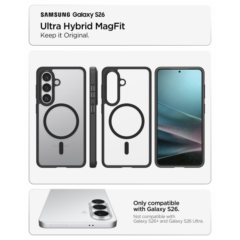 Spigen Ultra Hybrid MagSafe кейс за Samsung Galaxy S26, Matte Black - Spigen Ultra Hybrid MagSafe кейс за Samsung Galaxy S26, Matte Black - 8800283318678-ACS10735