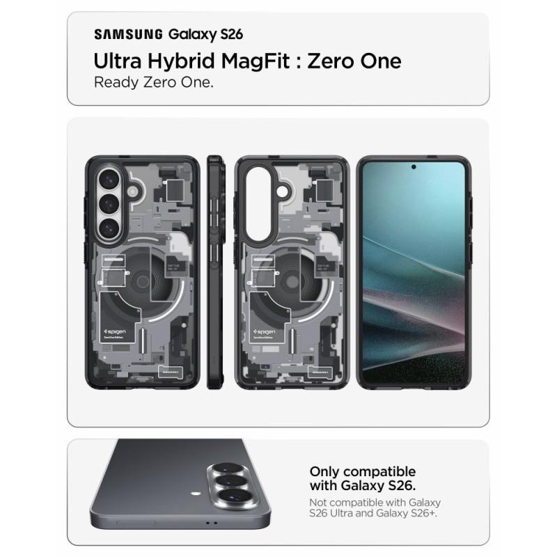 Spigen Ultra Hybrid Mag MagSafe за Samsung Galaxy S26 „Zero One Black“ (ACS10736) - Spigen Ultra Hybrid Mag MagSafe за Samsung Galaxy S26 „Zero One Black“ (ACS10736) - 8800283318685-ACS10736