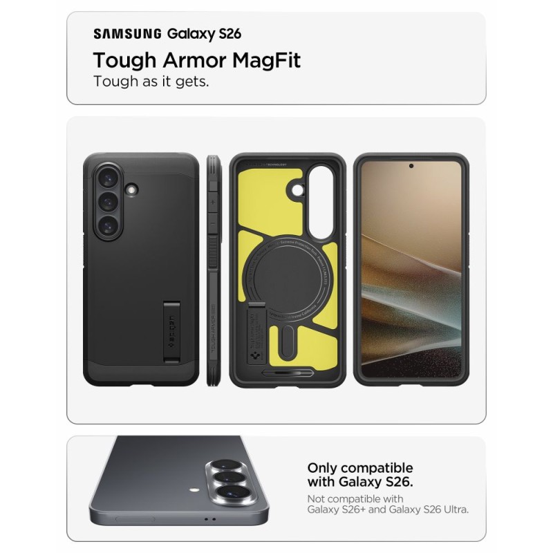 SPIGEN TOUGH ARMOR MAGSAFE хибриден кейс с MagSafe за Samsung Galaxy S26 (BLACK) - SPIGEN TOUGH ARMOR MAGSAFE хибриден кейс с MagSafe за Samsung Galaxy S26 (BLACK) - 8800283318708-ACS10738