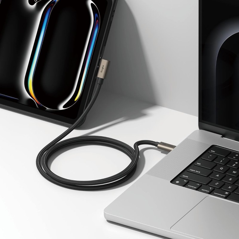 RINGKE USB 3.2 Gen 2x2 Type-C кабел 90° с PD 240W, 200 см, черен - RINGKE USB 3.2 Gen 2x2 Type-C кабел 90° с PD 240W, 200 см, черен - 8800293851486