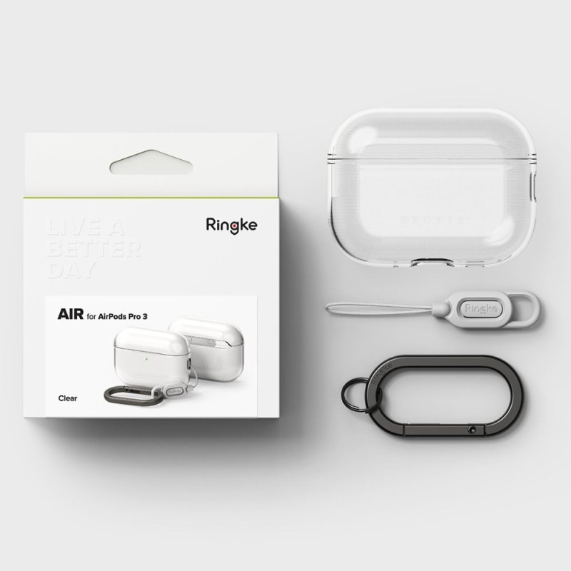 Ringke Air (Apple AirPods Pro 3) Clear - прозрачен калъф с карабинер - 8800293859345