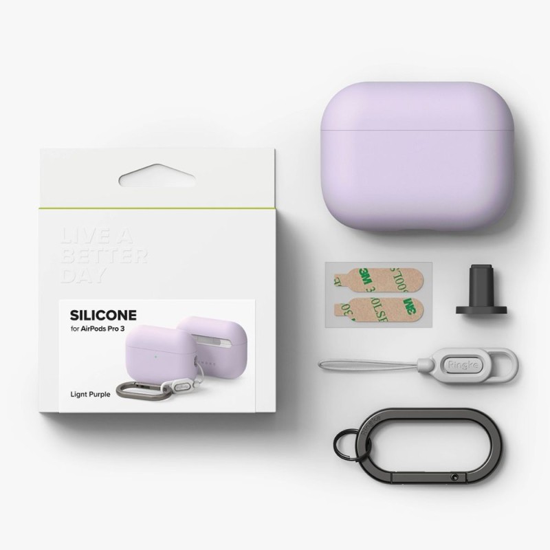 Ringke Silicone кейс за Apple AirPods Pro 3 Light Purple (виолетов) - 8800293859437
