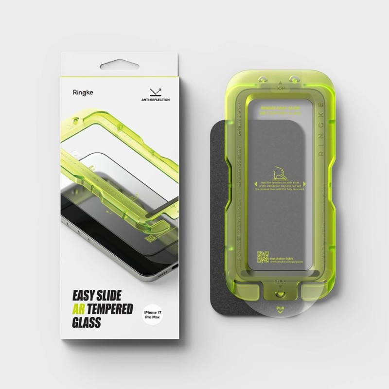 Ringke Easy Slide антиотразително закалено стъкло за iPhone 17 Pro Max (черно) - 8800293859765