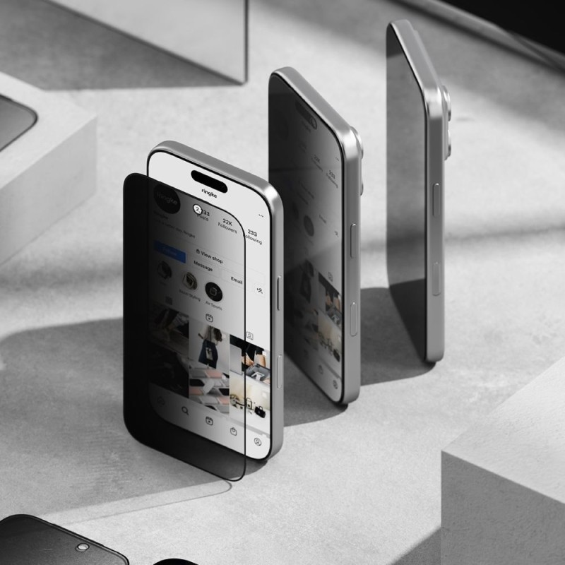Ringke Easy Slide Privacy защитно стъкло 9H (2 бр.) за iPhone 17 Pro Max - Ringke Easy Slide Privacy защитно стъкло 9H (2 бр.) за iPhone 17 Pro Max - 8800328810716