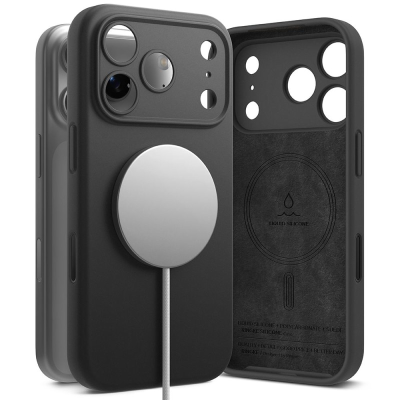 Ringke Silicone Magnetic MagSafe за iPhone 17 Pro (Черно) - 8800328811126