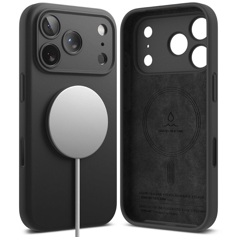 Ringke Silicone Magnetic MagSafe за iPhone 17 Pro (Черно) - 8800328811126