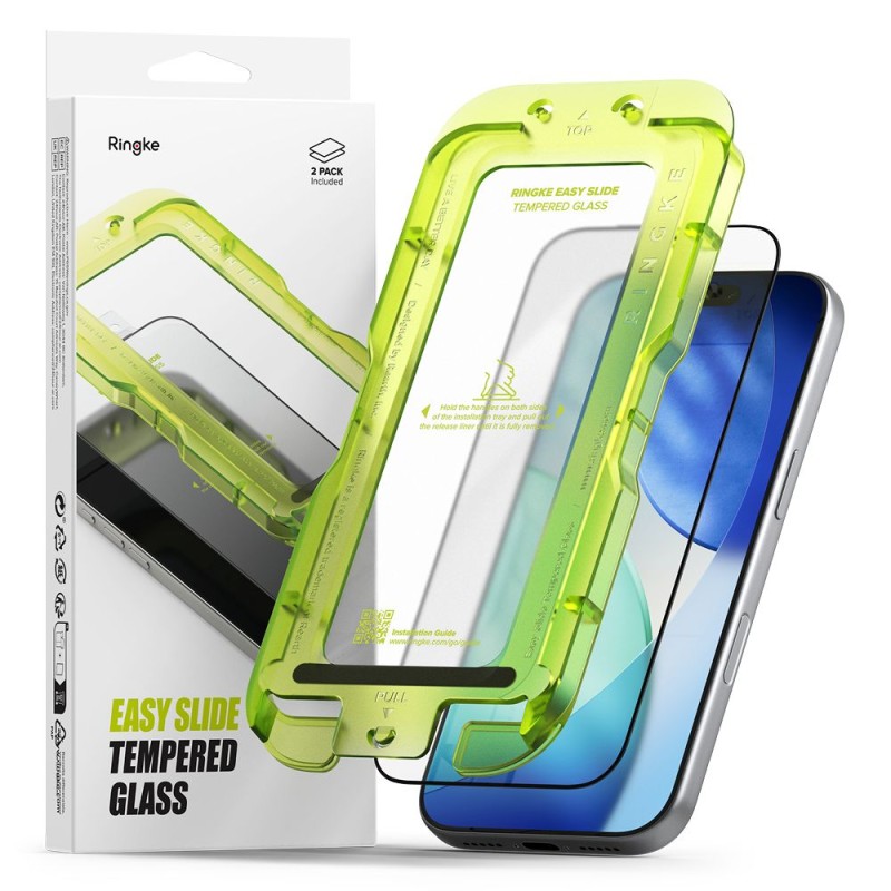 Ringke Easy Slide - закалено стъкло 2 броя за iPhone 17 Pro (Black) - Ringke Easy Slide - закалено стъкло 2 броя за iPhone 17 Pro (Black) - 8800328811423