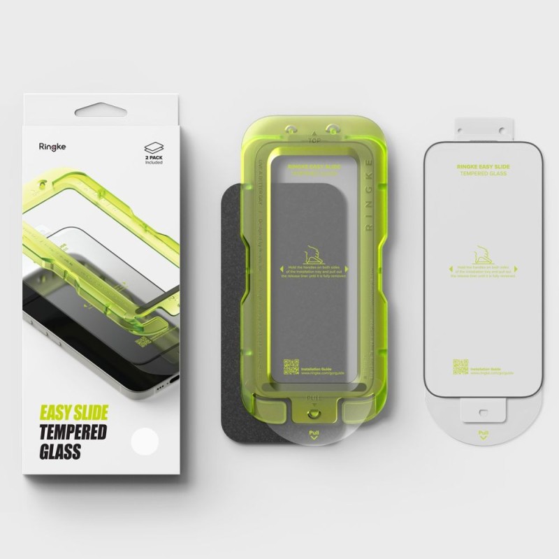 Ringke Easy Slide – закалено стъкло за iPhone 17 (2 бр.) – черно - Ringke Easy Slide – закалено стъкло за iPhone 17 (2 бр.) – черно - 8800328811874