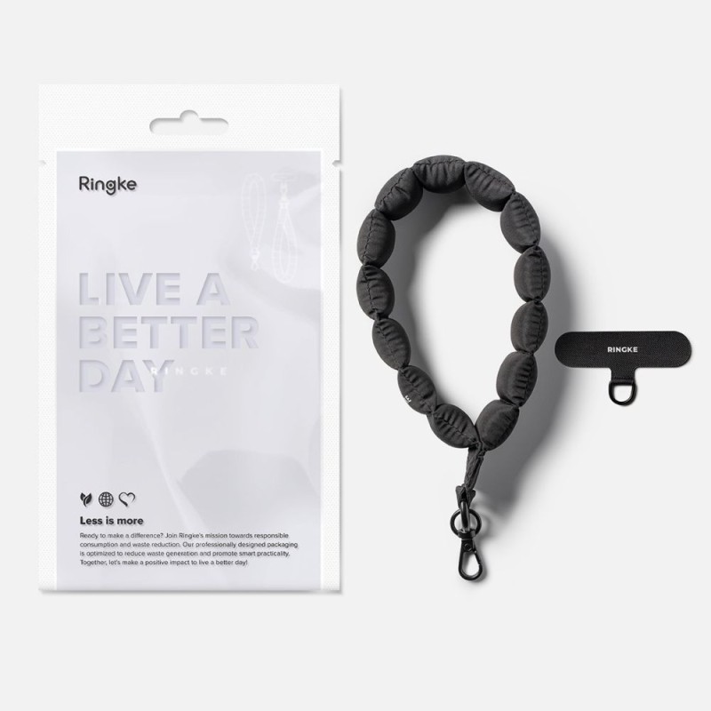 Ringke Holder & Puffer Hand Strap CALM BLACK (универсална каишка за ръка) - Ringke Holder & Puffer Hand Strap CALM BLACK (универсална каишка за ръка) - 8800328813809