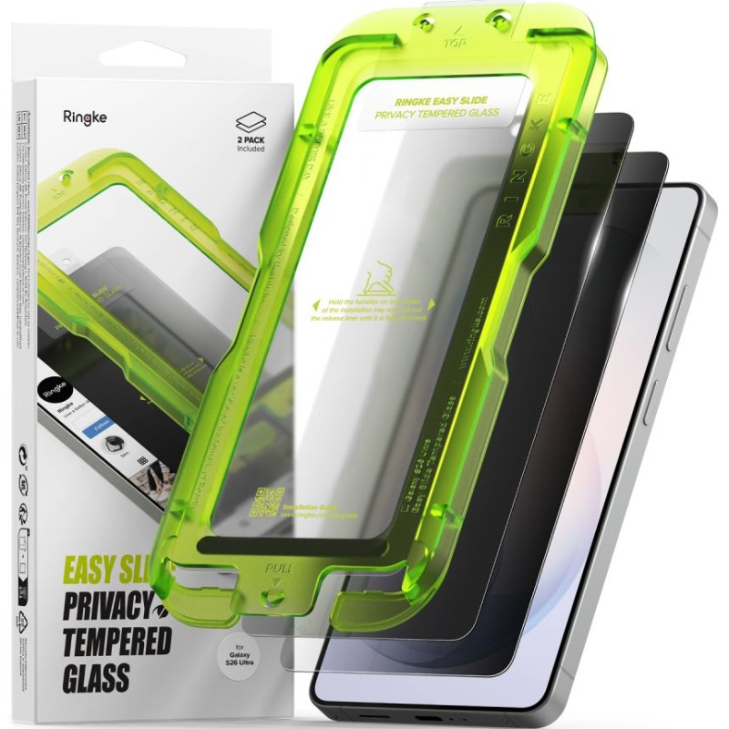 Ringke Easy Slide Privacy – закалено стъклено фолио за Samsung Galaxy S26 Ultra (2 броя) - 8800328814929