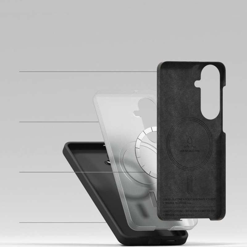 Ringke Silicone Magnetic MagSafe калъф за Samsung Galaxy S26+ Plus (черен) - 8800328815216