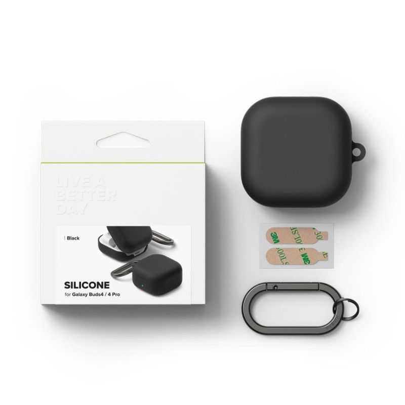 Ringke Silicone Case за Samsung Galaxy Buds 4 / Buds 4 Pro – Black - 8800328816763