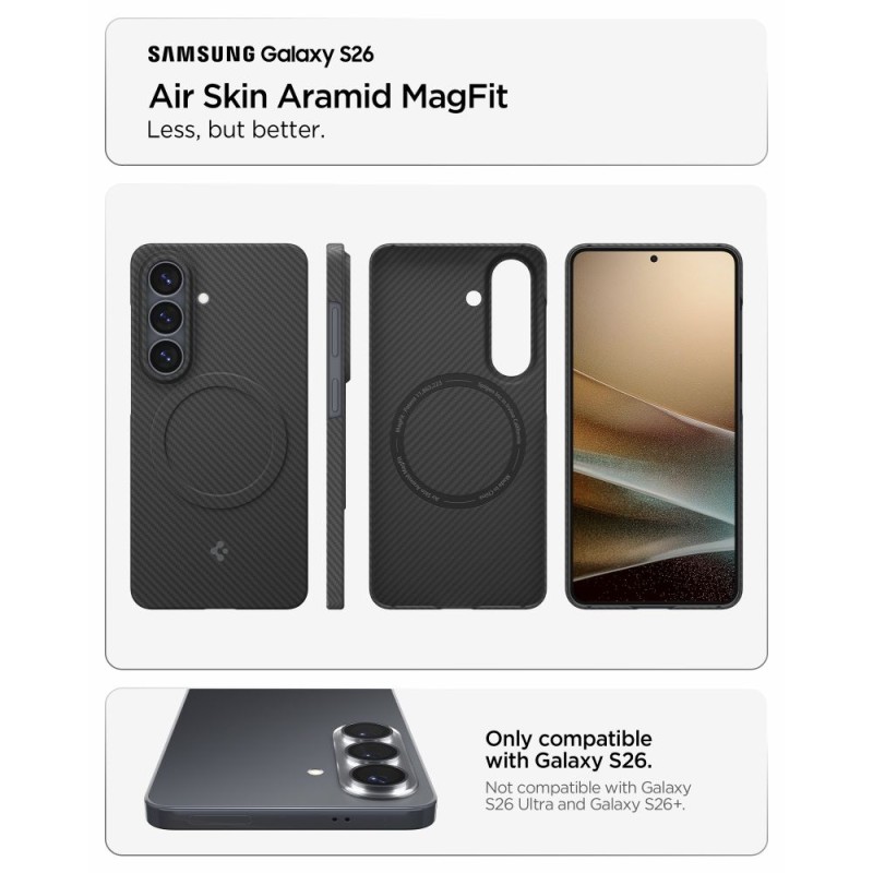 SPIGEN AirSkin Aramid Mag MagSafe кейс за Samsung Galaxy S26 (черен) - SPIGEN AirSkin Aramid Mag MagSafe кейс за Samsung Galaxy S26 (черен) - 8800337241808-ACS11059