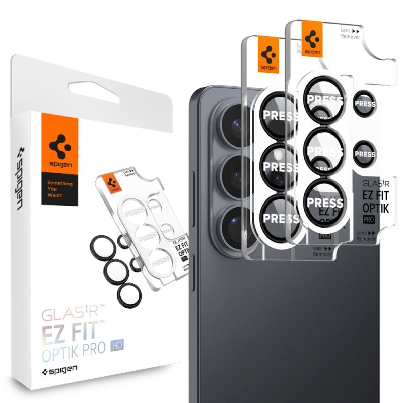 Spigen Optik Pro HD Glas.tR „EZ Fit” защита за камера 2-пак за Samsung Galaxy S26 Ultra (черна) - 8800337241976-AGL11076