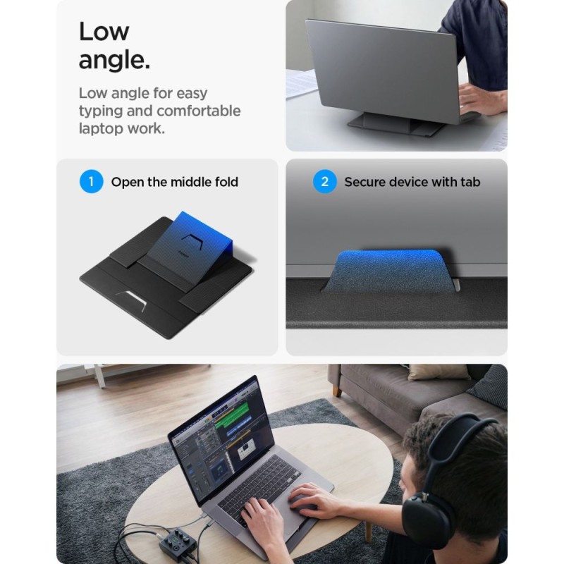 Spigen LD201-S8 SlimFold стойка за лаптоп и таблет Space Grey - Spigen LD201-S8 SlimFold стойка за лаптоп и таблет Space Grey - 8800337242492-AMP11117