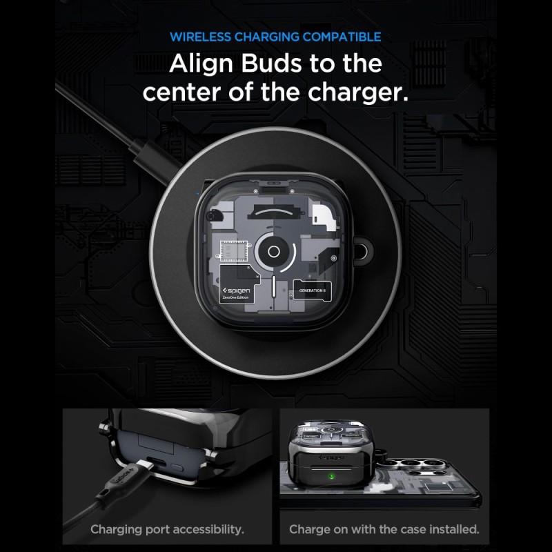 SPIGEN ULTRA HYBRID Samsung Galaxy Buds 4 / 4 Pro ZERO ONE Black (калъф) - SPIGEN ULTRA HYBRID Samsung Galaxy Buds 4 / 4 Pro ZERO ONE Black (калъф) - 8800337243321-ACS11201