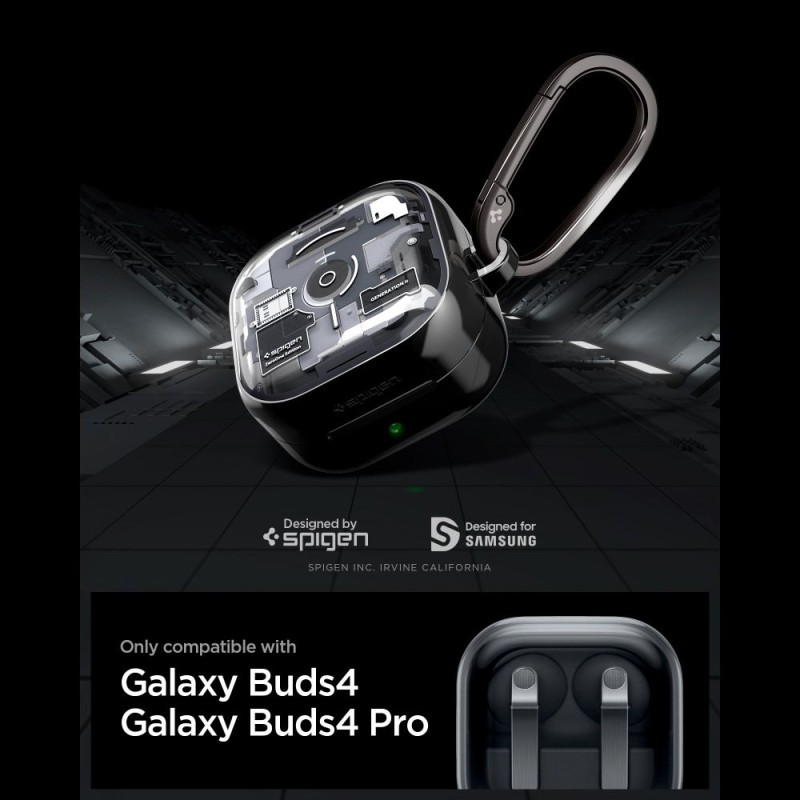 SPIGEN ULTRA HYBRID Samsung Galaxy Buds 4 / 4 Pro ZERO ONE Black (калъф) - SPIGEN ULTRA HYBRID Samsung Galaxy Buds 4 / 4 Pro ZERO ONE Black (калъф) - 8800337243321-ACS11201