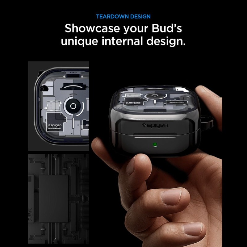 SPIGEN ULTRA HYBRID Samsung Galaxy Buds 4 / 4 Pro ZERO ONE Black (калъф) - SPIGEN ULTRA HYBRID Samsung Galaxy Buds 4 / 4 Pro ZERO ONE Black (калъф) - 8800337243321-ACS11201