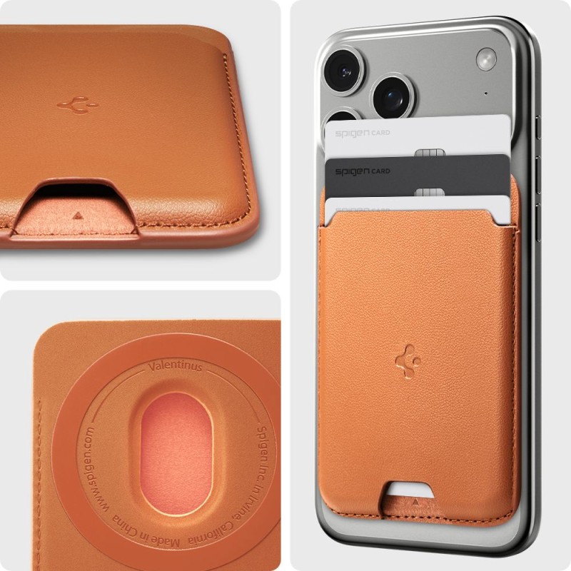 Spigen Valentinus MagSafe универсален магнитен държач за карти металично оранжев - 8800337244724-AFA11339