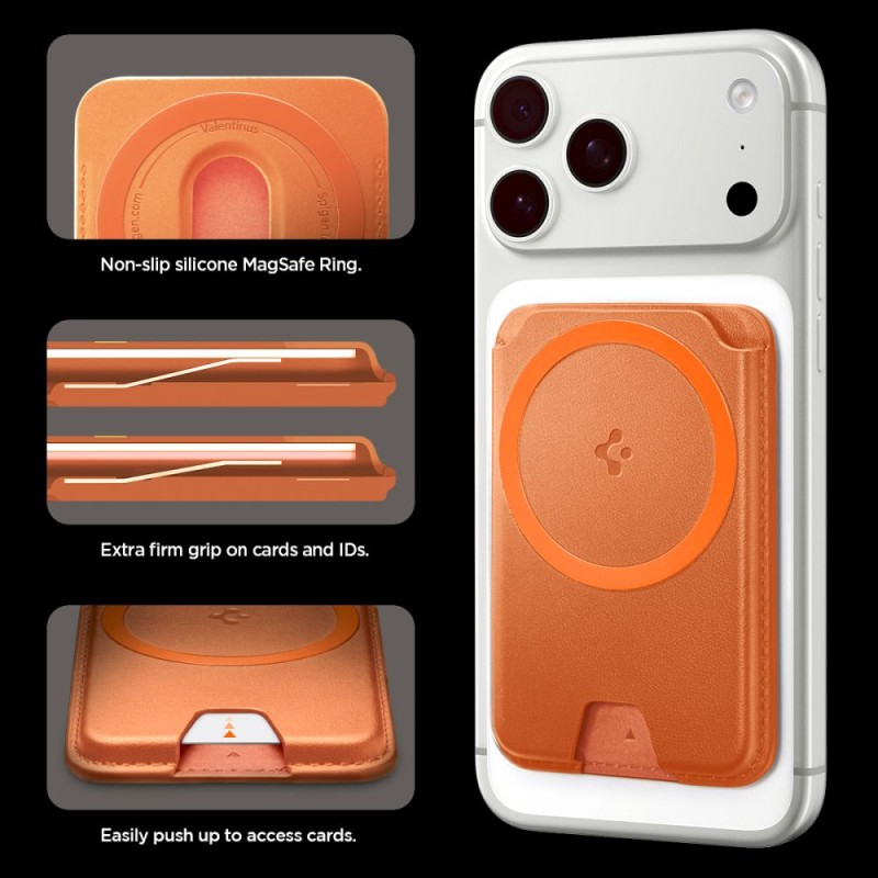 Spigen Valentinus MagFit+ MagSafe универсален магнитен държач за карти Metallic Orange - Spigen Valentinus MagFit+ MagSafe универсален магнитен държач за карти Metallic Orange - 8800337244731-AFA11340