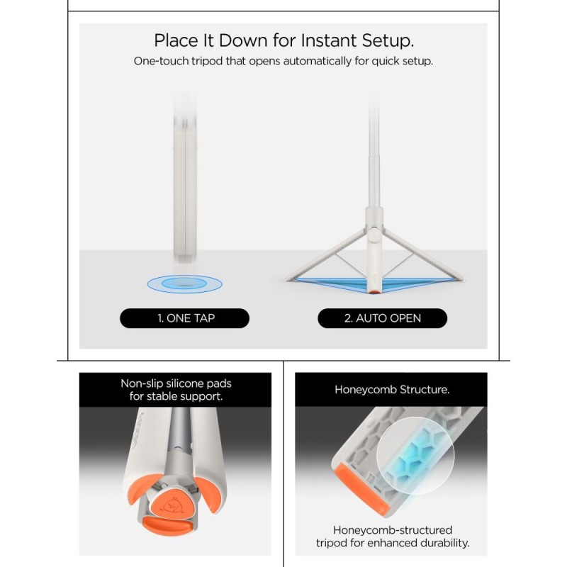 SPIGEN S582W Bluetooth selfie stick статив Dune Beige - SPIGEN S582W Bluetooth selfie stick статив Dune Beige - 8800337245066-AMP11373
