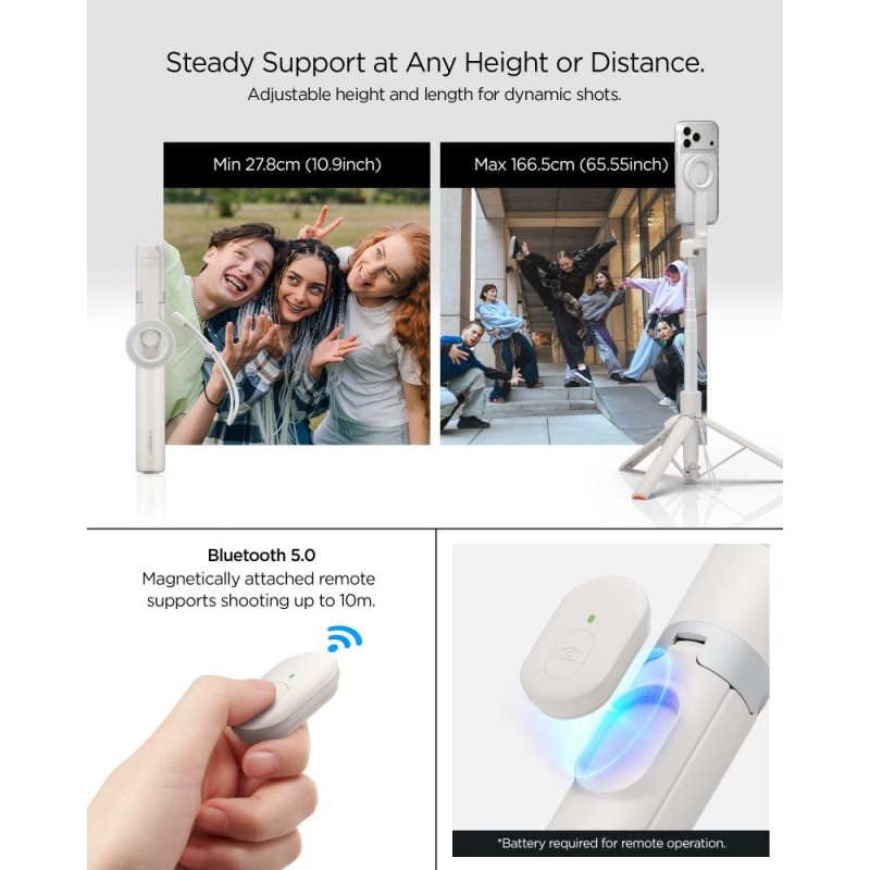 SPIGEN S582W Bluetooth selfie stick статив Dune Beige - SPIGEN S582W Bluetooth selfie stick статив Dune Beige - 8800337245066-AMP11373
