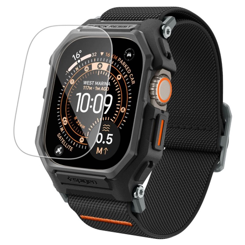 SPIGEN Lite Fit Pro & Tempered Glass за Apple Watch Ultra 1/2/3 (49 мм) Matte Black - SPIGEN Lite Fit Pro & Tempered Glass за Apple Watch Ultra 1/2/3 (49 мм) Matte Black - 8800337245486-ACS11415