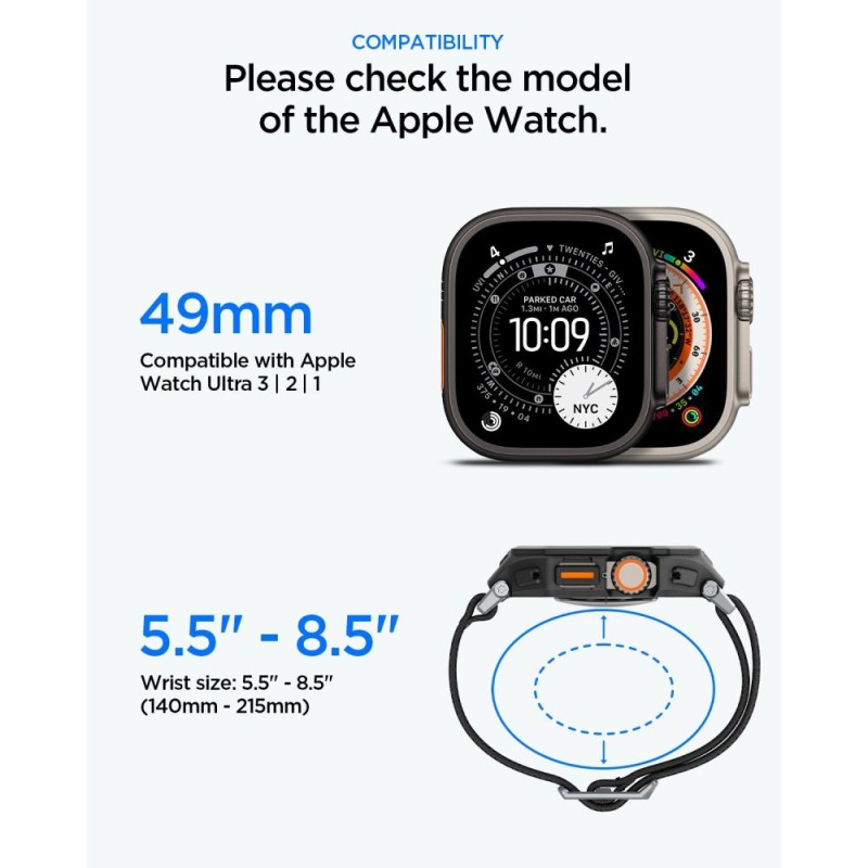 SPIGEN Lite Fit Pro & Tempered Glass за Apple Watch Ultra 1/2/3 (49 мм) Matte Black - SPIGEN Lite Fit Pro & Tempered Glass за Apple Watch Ultra 1/2/3 (49 мм) Matte Black - 8800337245486-ACS11415