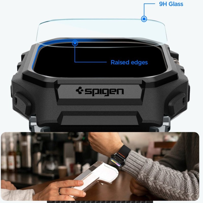 SPIGEN Lite Fit Pro & Tempered Glass за Apple Watch Ultra 1/2/3 (49 мм) Matte Black - SPIGEN Lite Fit Pro & Tempered Glass за Apple Watch Ultra 1/2/3 (49 мм) Matte Black - 8800337245486-ACS11415