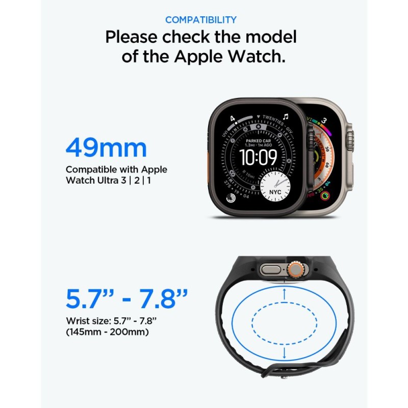 Spigen Liquid Air Pro & Tempered Glass за Apple Watch Ultra 1/2/3 (49 мм) Black - Spigen Liquid Air Pro & Tempered Glass за Apple Watch Ultra 1/2/3 (49 мм) Black - 8800337245493-ACS11416