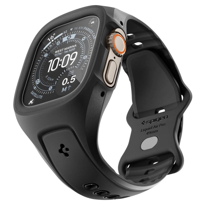 Spigen Liquid Air Pro & Tempered Glass за Apple Watch Ultra 1/2/3 (49 мм) Black - Spigen Liquid Air Pro & Tempered Glass за Apple Watch Ultra 1/2/3 (49 мм) Black - 8800337245493-ACS11416