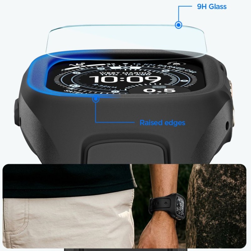 Spigen Liquid Air Pro & Tempered Glass за Apple Watch Ultra 1/2/3 (49 мм) Black - Spigen Liquid Air Pro & Tempered Glass за Apple Watch Ultra 1/2/3 (49 мм) Black - 8800337245493-ACS11416