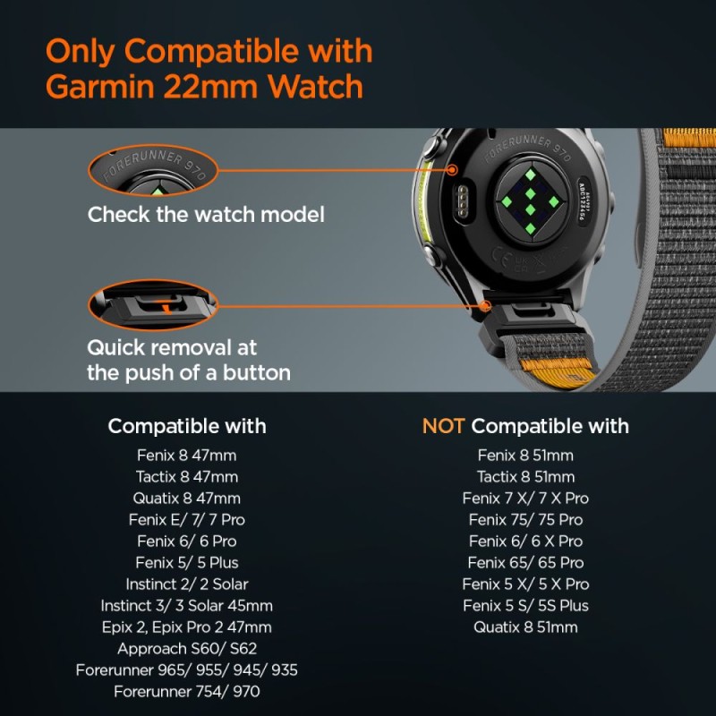 SPIGEN Athlex Air Garmin QuickFit 22 mm Active Black/Orange - SPIGEN Athlex Air Garmin QuickFit 22 mm Active Black/Orange - 8800337245592-AMP11426