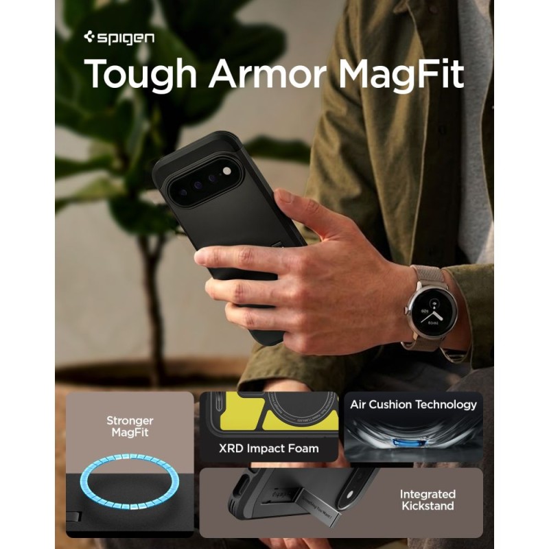 SPIGEN Tough Armor MagSafe хибриден кейс за Google Pixel 11 Pro Black (SKU: 8800337245660-ACS11433)
