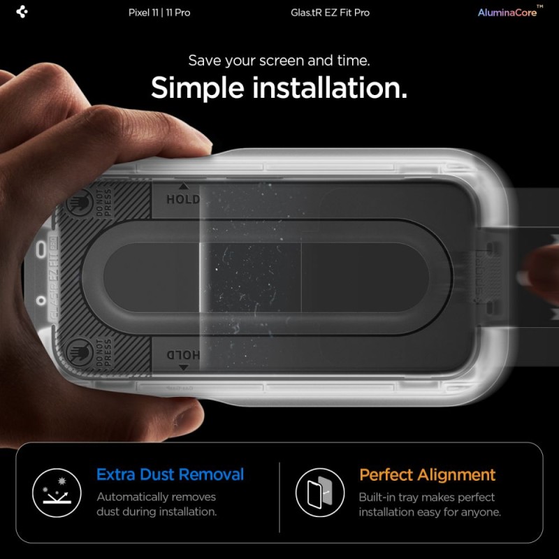 Spigen Glas.tR EZ Fit Pro – закалено стъкло за Google Pixel 11 / 11 Pro (2 бр., Clear)