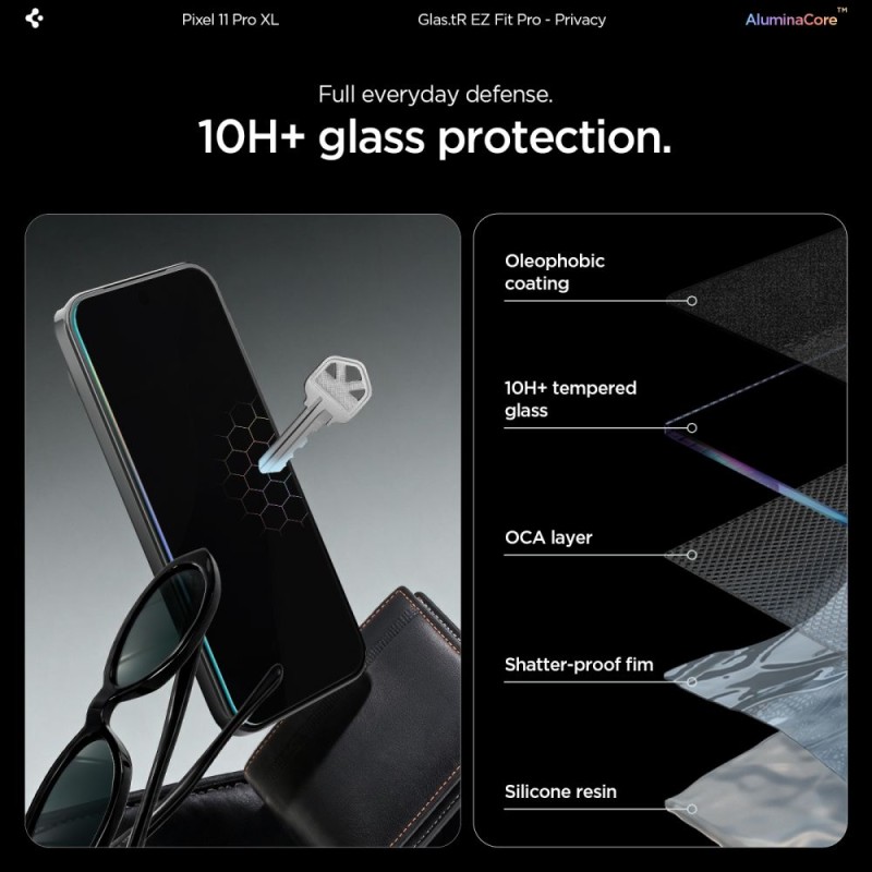Spigen Glas.tR EZ Fit Pro AC Privacy 2 бр. предпазно закалено стъкло за Google Pixel 9 Pro XL / 10 Pro XL / 11 Pro XL (AluminaCore)