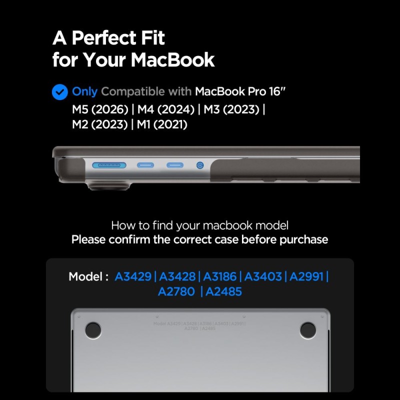 SPIGEN AirSkin за MacBook Pro 16 (M1–M5 / M5 Pro / M5 Pro Max) 2021–2026, Frost Black (черно мат) - SPIGEN AirSkin за MacBook Pro 16 (M1–M5 / M5 Pro / M5 Pro Max) 2021–2026, Frost Black (черно мат) - 8800337246605-ACS11527