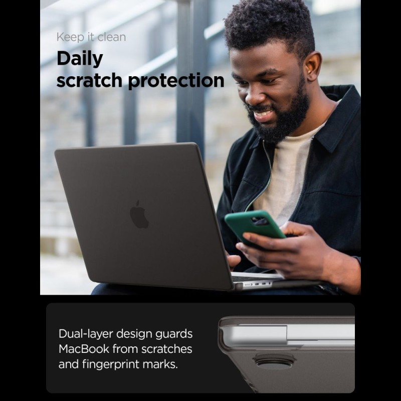 SPIGEN AirSkin за MacBook Pro 14 (M1–M5 Pro / M5 Pro Max) 2021–2026, Frost Black - 8800337246629-ACS11529