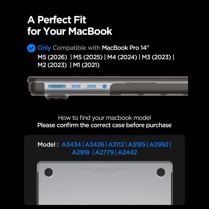 SPIGEN AirSkin за MacBook Pro 14 (M1–M5 Pro / M5 Pro Max) 2021–2026, Frost Black - 8800337246629-ACS11529