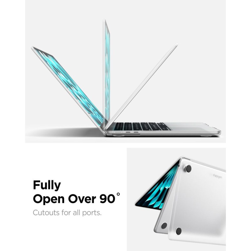 Spigen AirSkin за MacBook Air 13 M2–M5 (2023–2026) Frost Clear (прозрачно мат) - 8800337246636-ACS11530