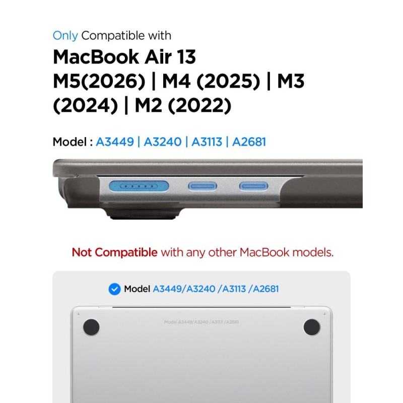 Spigen AirSkin за MacBook Air 13 M2–M5 (2023–2026) Frost Black - 8800337246643-ACS11531